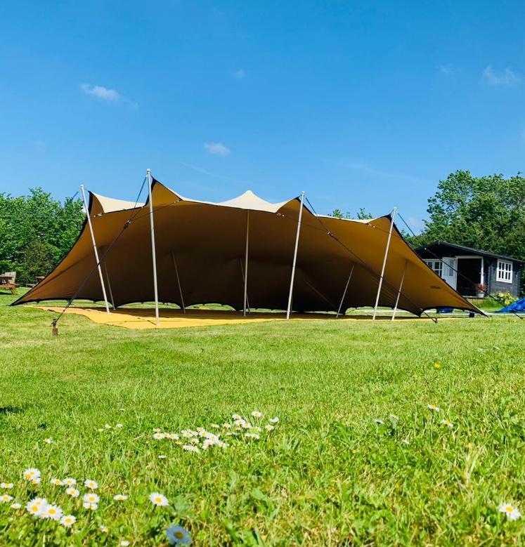 7.5m x 10.5m Chino Stretch Floating Tent with 2 sides down | Marquee Equipment for Hire | Fairytale Marquees