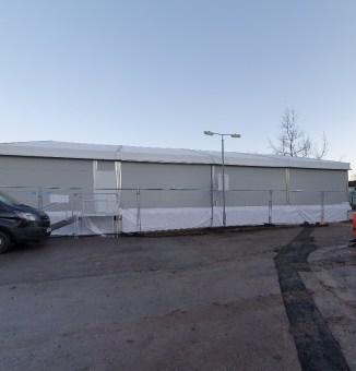 Insulated Permanent Marquee setup for the vaccine trials in oxford