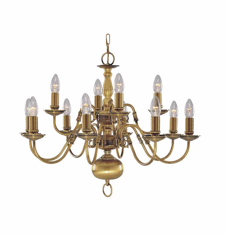 Large Antique Brass Chandelier